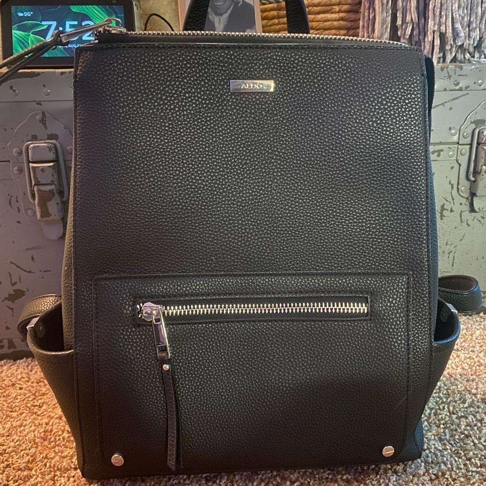 Black Aldos backpack purse